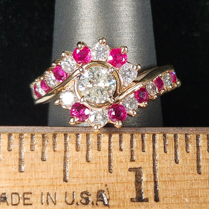 Estate | Burma Ruby and Diamond Engagement Ring | 14kt Yellow Gold
