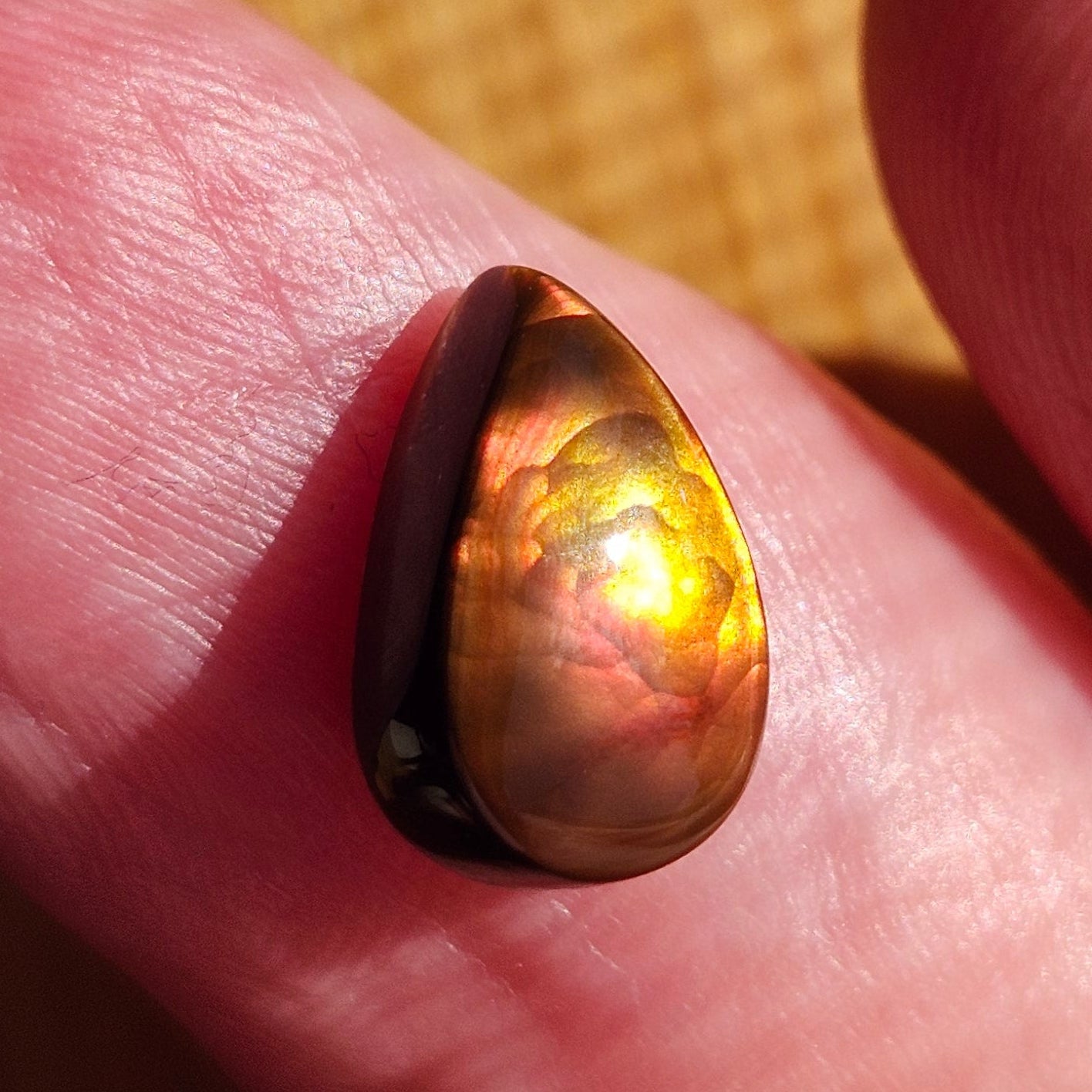 3.16ct Loose Fire Agate | Pear Cabochon