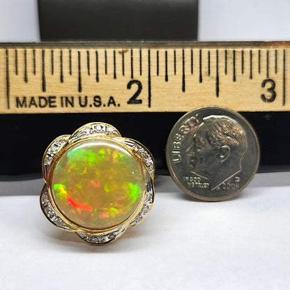 Queen Kaye | 10.81ct Ethiopian Opal & Diamond Ring | 18kt Yellow Gold