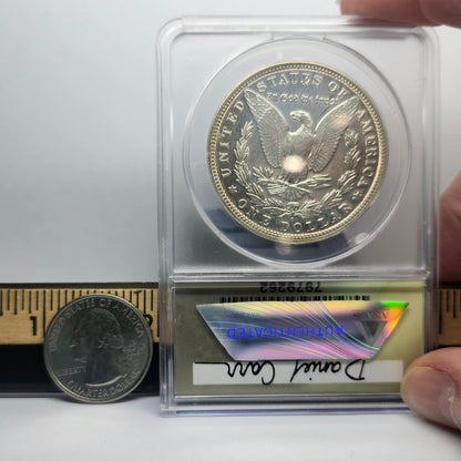 1964-D Daniel Carr $1 Morgan Silver Dollar Collectible Coin | O/S on USA 1878-1921 | MS-68 | Daniel Carr Signed Label | #27