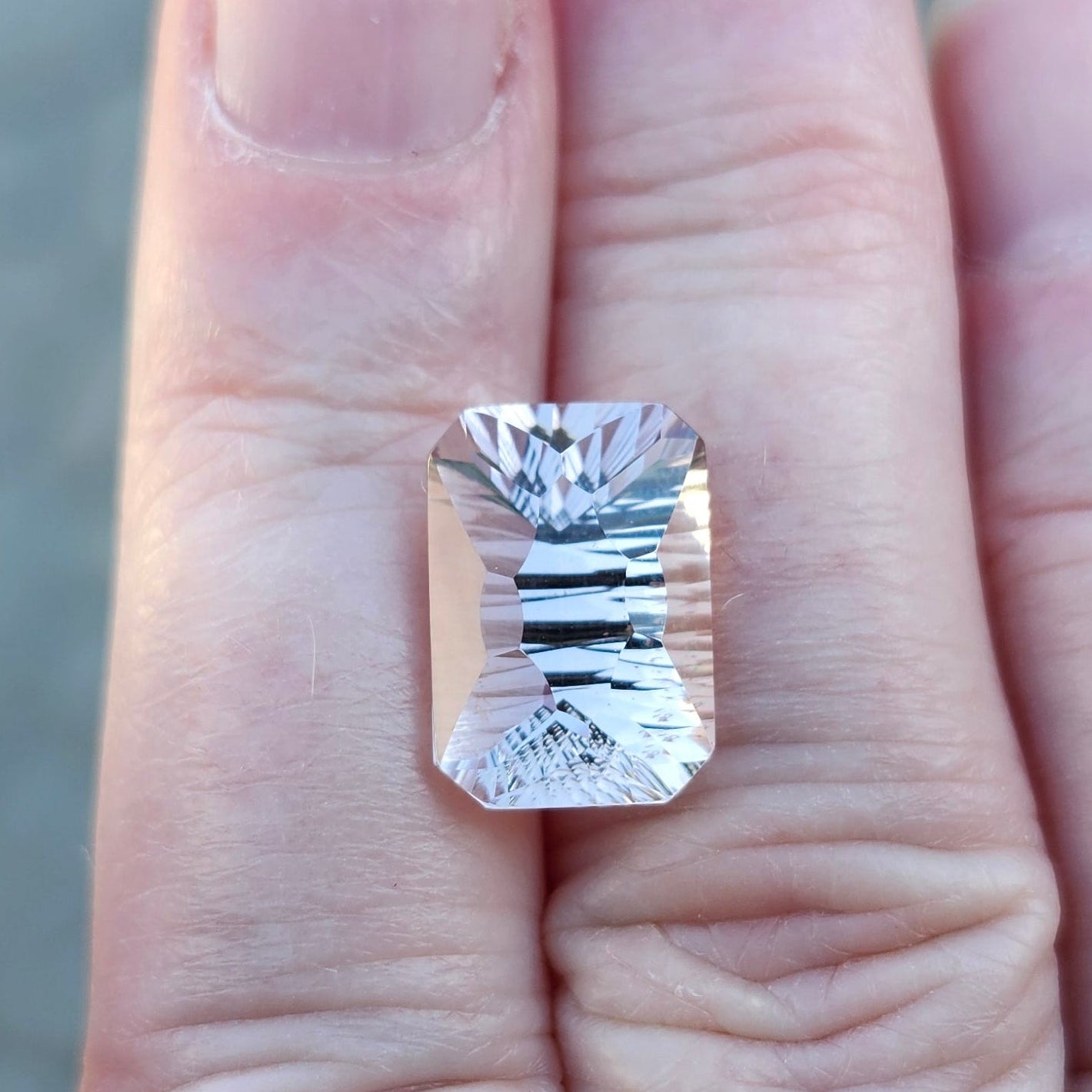 7.21ct Morganite | Fancy Laser Cut Emerald Shape