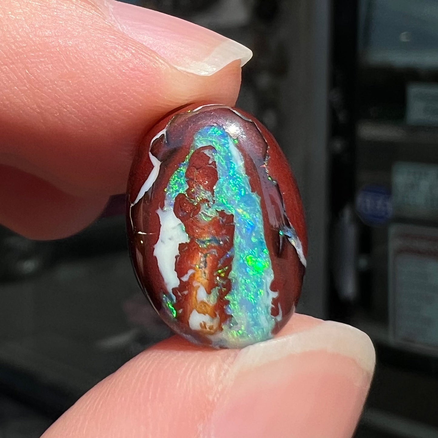 Arabella | Koroit Boulder Opal and Diamond Ring | Estate | 10kt Yellow Gold