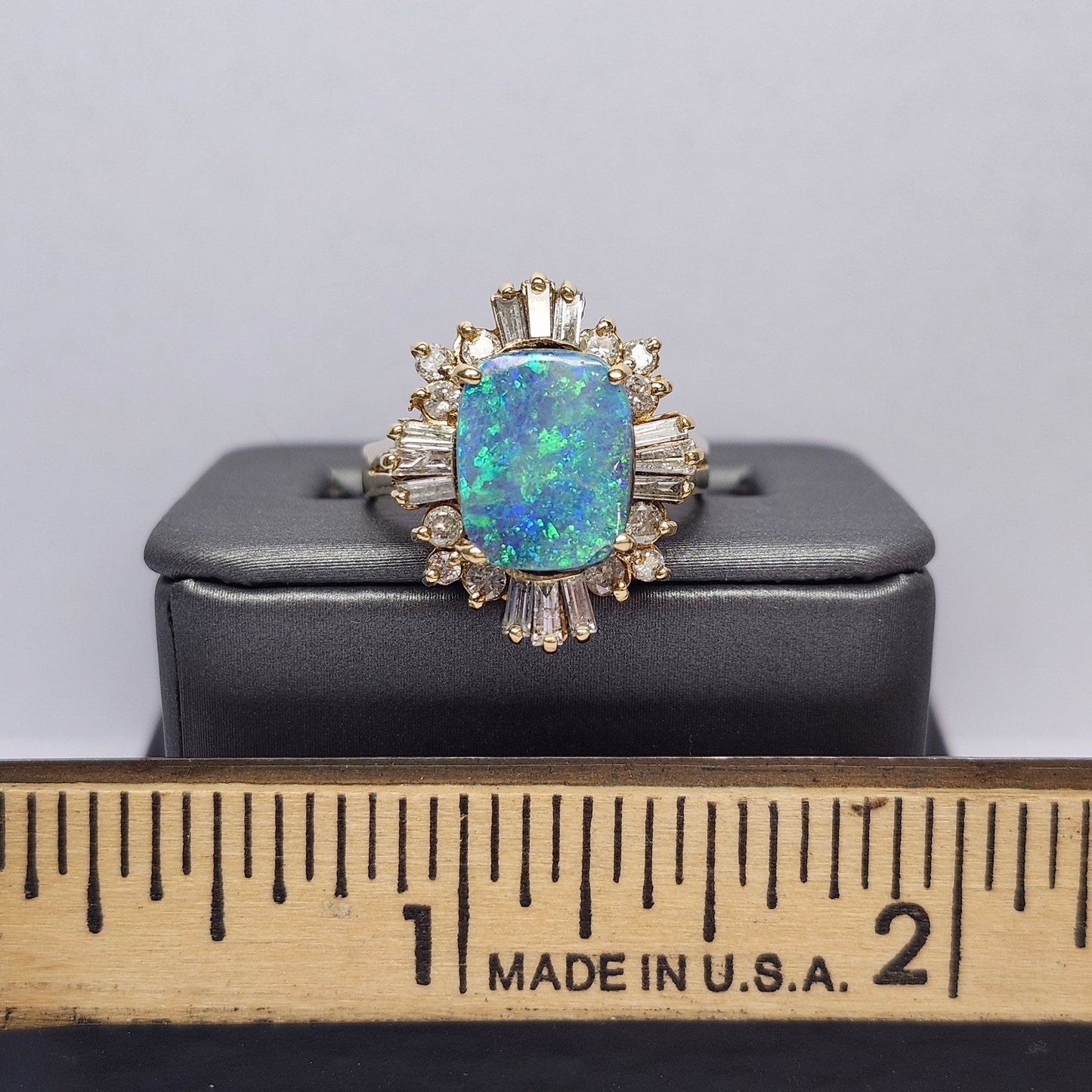 Areja | Australian Koroit Boulder Opal & Diamond Ring | Estate | 14kt Yellow Gold