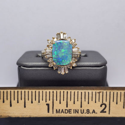 Areja | Australian Koroit Boulder Opal & Diamond Ring | Estate | 14kt Yellow Gold