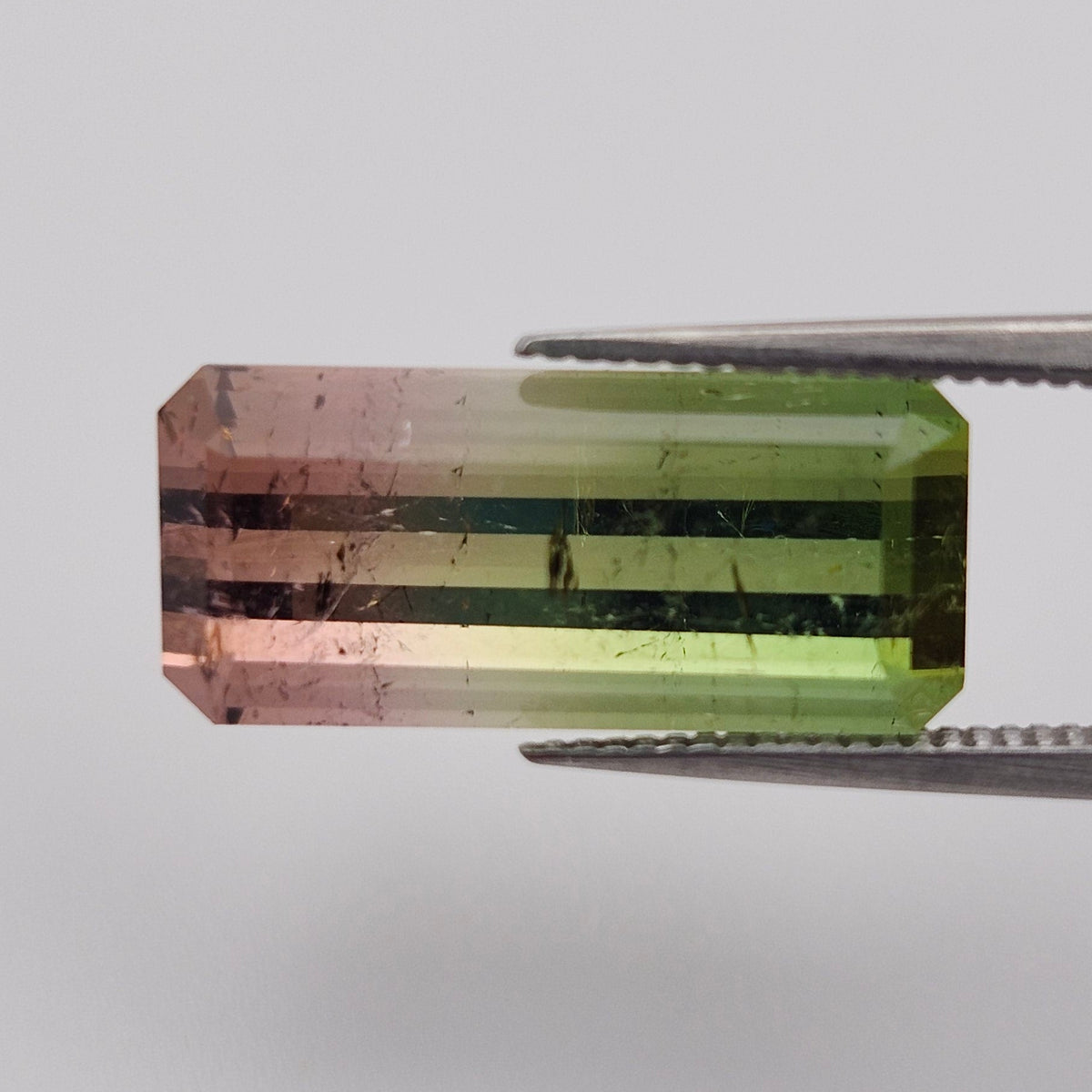 6.53ct Tri-Color Brazilian Tourmaline | Faceted Emerald Cut