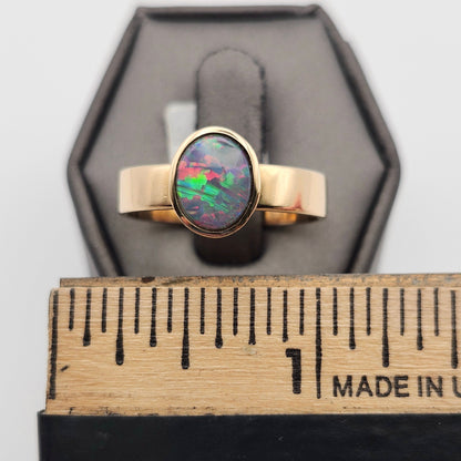 Aria | 2.38ct Lightning Ridge Semi-Black Australian Opal Ring | Custom | 18kt Yellow Gold