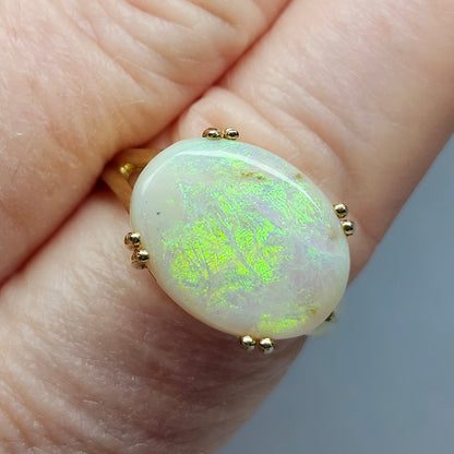 Gwen | Ladies' Split Prong Oval Opal Ring | 10kt Gold