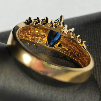 14kt  | Marquise Cut Sapphire and Diamond Ring