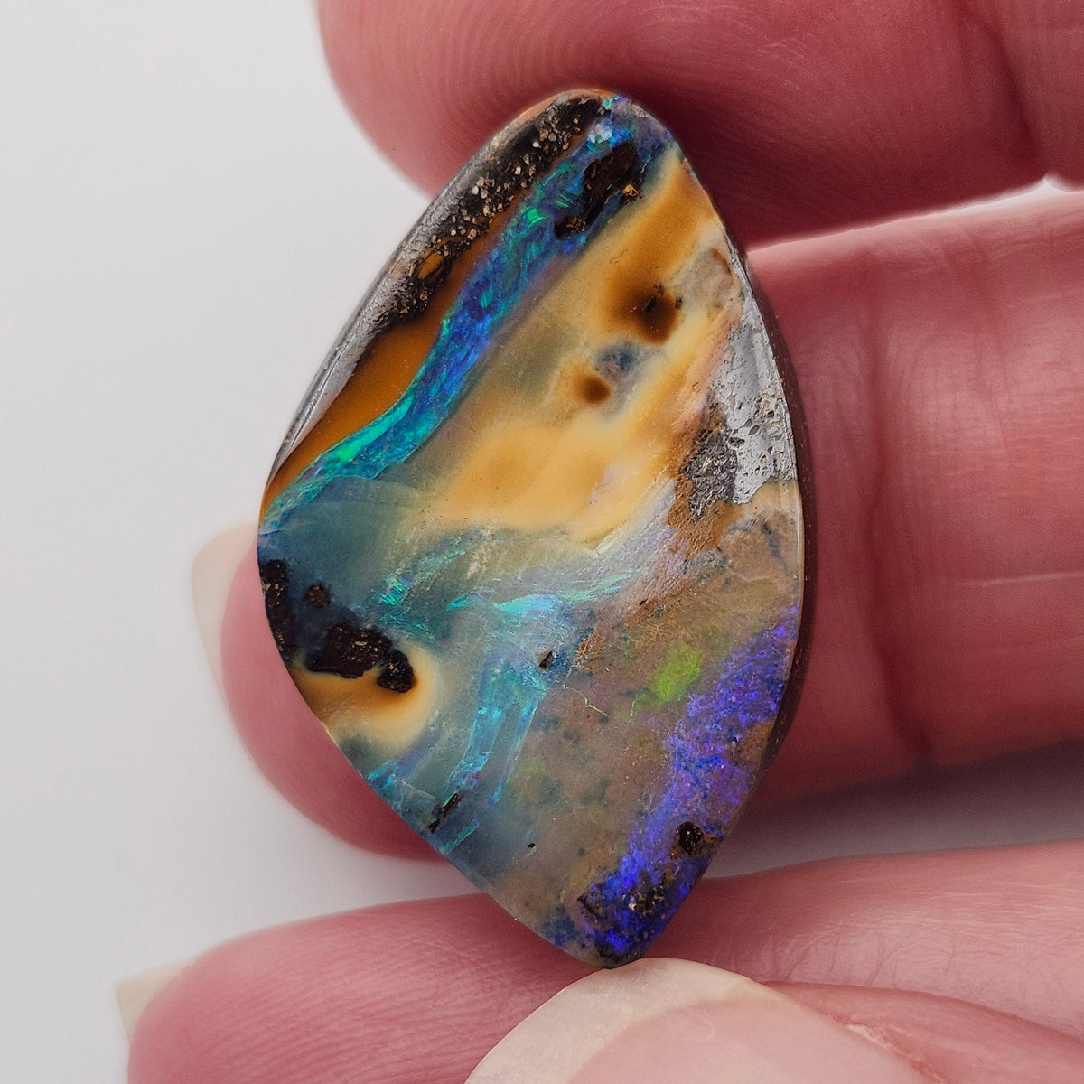 25.19ct Australian Koroit Boulder Opal | Freeform Pear Cabochon | #E299
