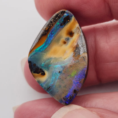 25.19ct Australian Koroit Boulder Opal | Freeform Pear Cabochon | #E299