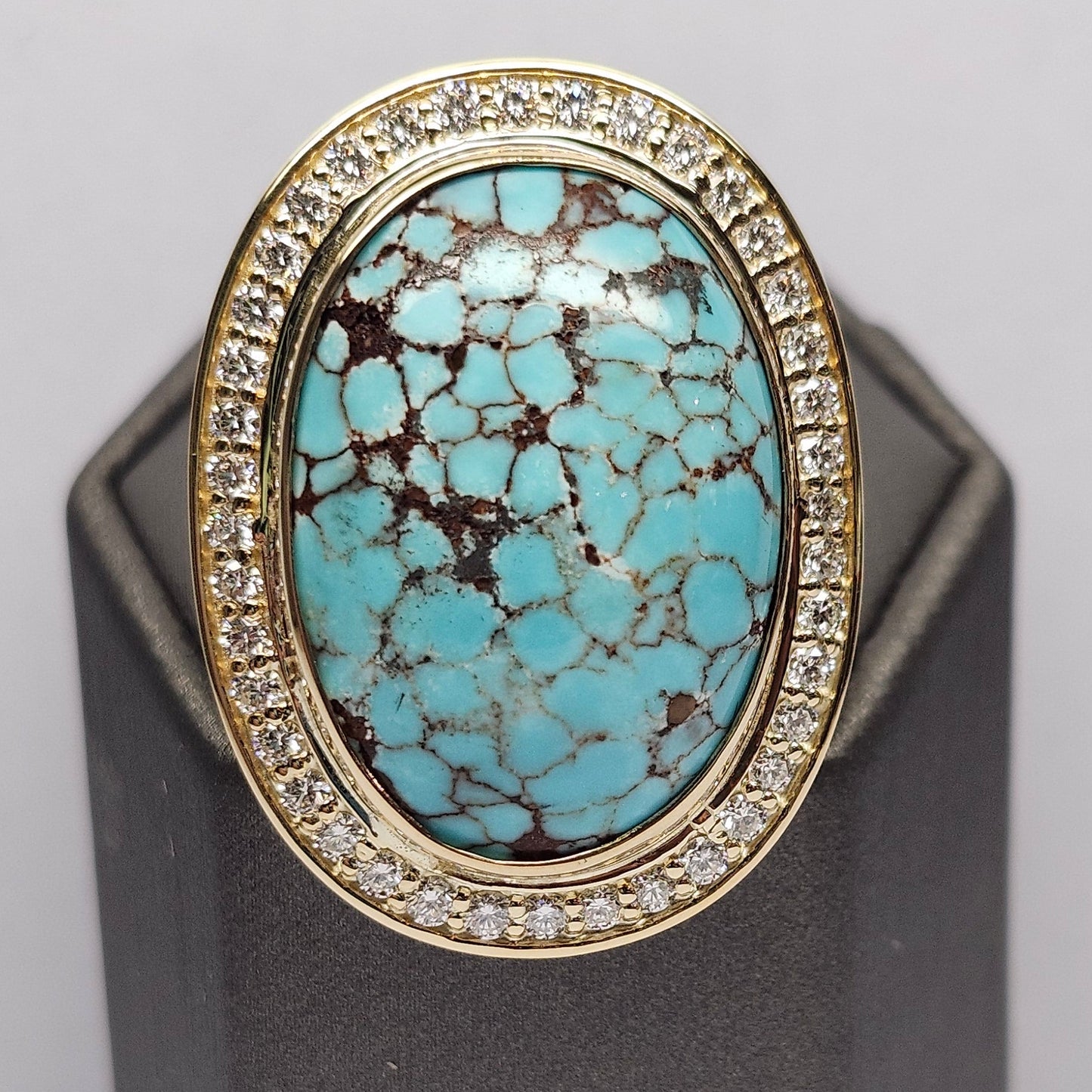 Egyptian Turquoise & Diamond Ring | Custom | 14kt Yellow Gold