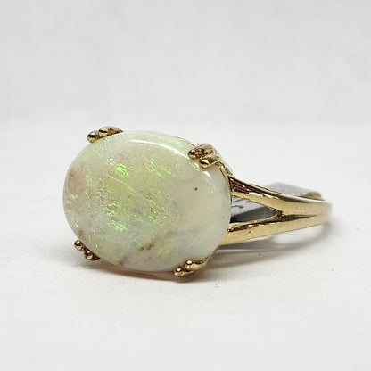 Gwen | Ladies' Split Prong Oval Opal Ring | 10kt Gold