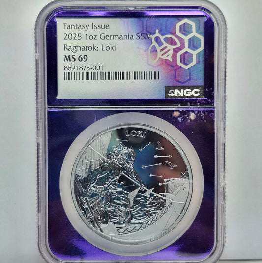 2025 1oz Germania S5M Ragnarok, Loki, Collectible Coin | NGC Certified | Fine Silver | #2