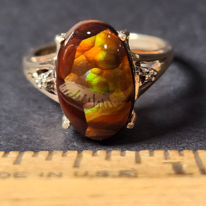 Ladies' Fire Agate & Diamond Ring | 10kt Gold