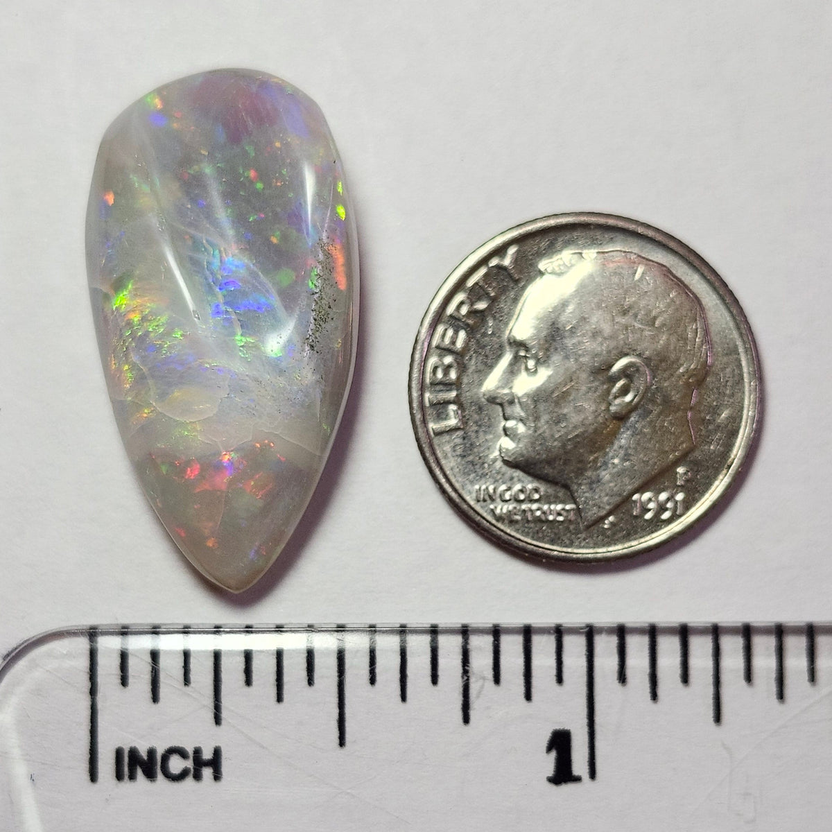 14.44ct Lightning Ridge Semi-Black Australian Opalized Fossil Shell | Freeform Pear | #E289
