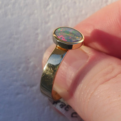 Aria | 2.38ct Lightning Ridge Semi-Black Australian Opal Ring | Custom | 18kt Yellow Gold