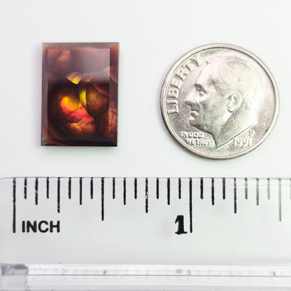 7.02ct Loose Faceted Fire Agate | Rectangular Emerald Cut