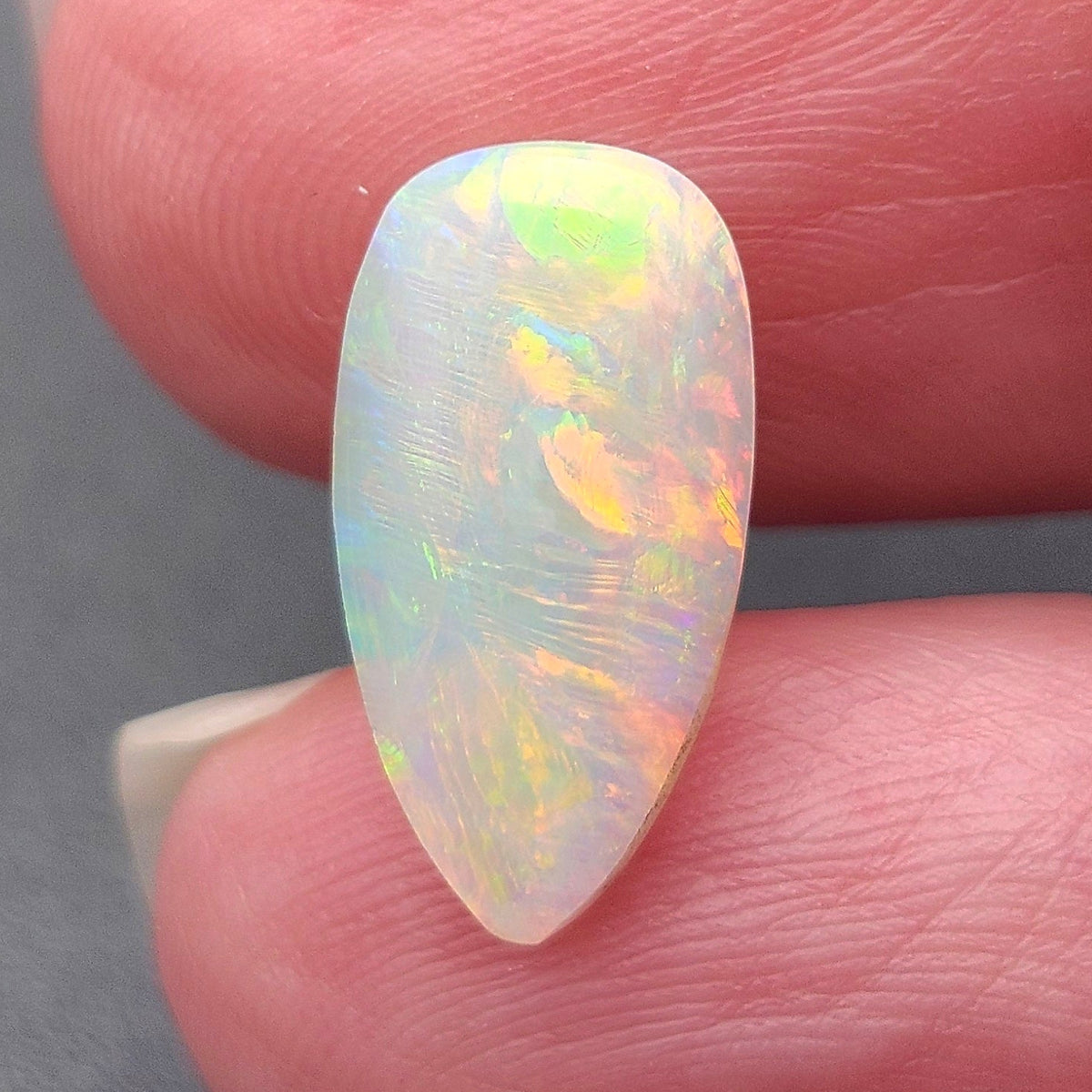 1.58 Lightning Ridge Light Crystal Australian Opal | Pear Cabochon | #E307
