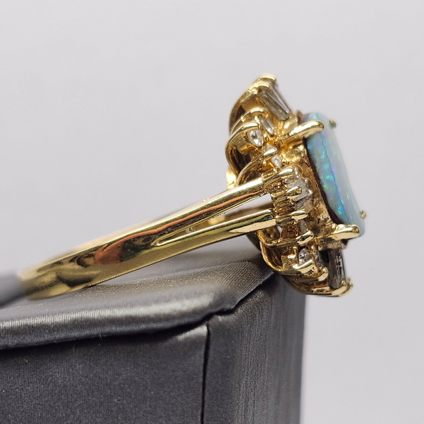 Areja | Australian Koroit Boulder Opal & Diamond Ring | Estate | 14kt Yellow Gold