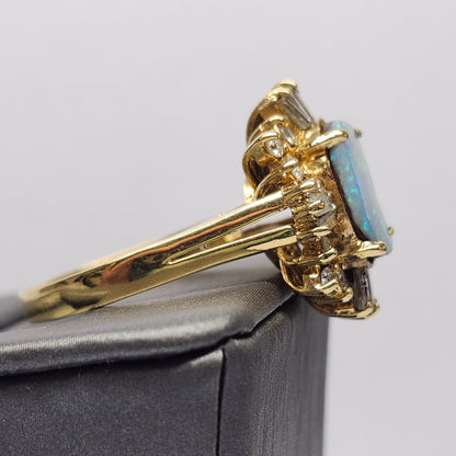 Areja | Australian Koroit Boulder Opal & Diamond Ring | Estate | 14kt Yellow Gold