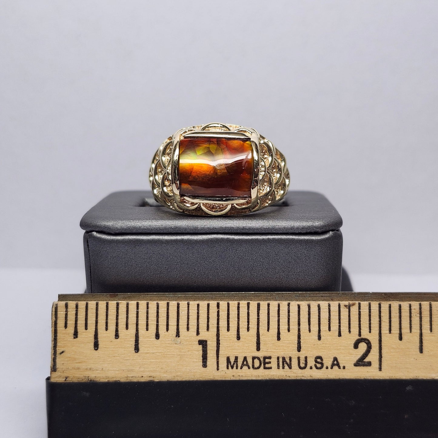 Rondo | 10.90 Gram Custom Fire Agate Ring | 14kt Yellow Gold