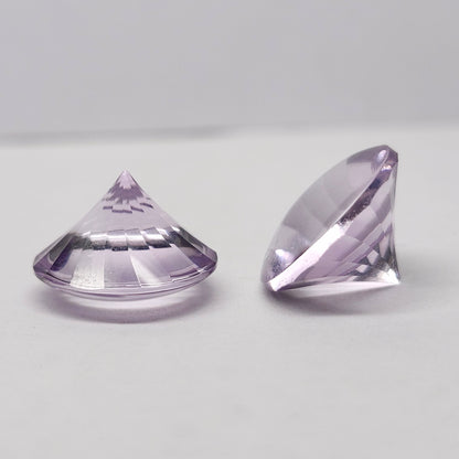 Laser Cut Amethyst Matched Pair | Custom Fancy Cut | Round