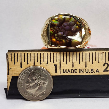Purple Heart | Men's 20.13 Gram Fire Agate and Gold Nugget Ring | 14kt