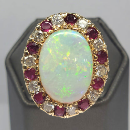 Lady Eve | Ladies' Opal, Burma Ruby and Diamond Ring | 14kt