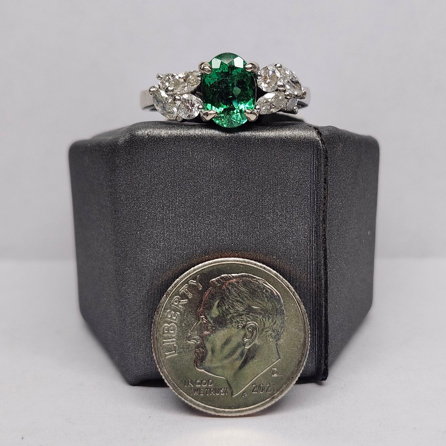 Angelica | 1.29ct Green Paraiba Tourmaline & Diamond Ring | 18kt White Gold