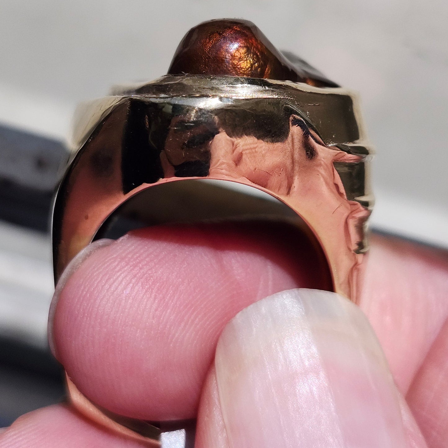 Legacy | 44.30 Gram Custom Fire Agate and Diamond Ring | 14kt Yellow Gold