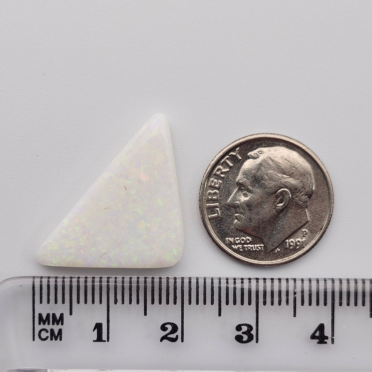 7.47ct White Cliffs Australian White Opal | Triangular Cut Cabochon | #E305