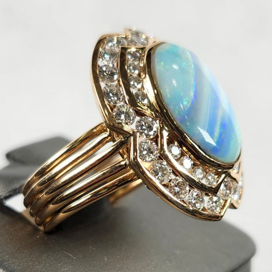 Lady Eva | Quilpie Boulder Opal & Diamond Ring | 14kt Gold
