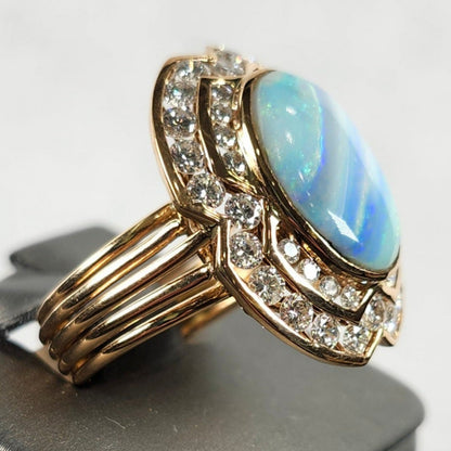 Lady Eva | Quilpie Boulder Opal & Diamond Ring | 14kt Gold