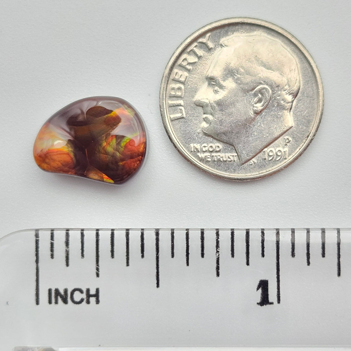 4.84ct Arizona Fire Agate | Freeform Pear Cabochon