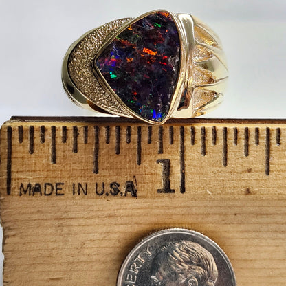 Red Admiral | Quilpie Black Boulder Opal Ring | 14kt