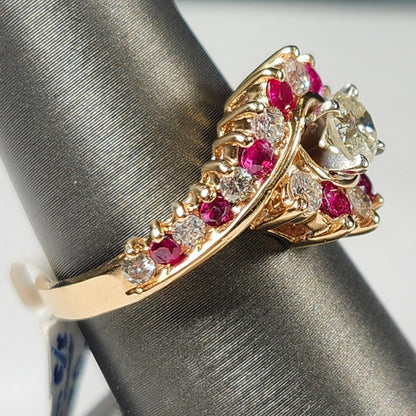 Estate | Burma Ruby and Diamond Engagement Ring | 14kt Yellow Gold