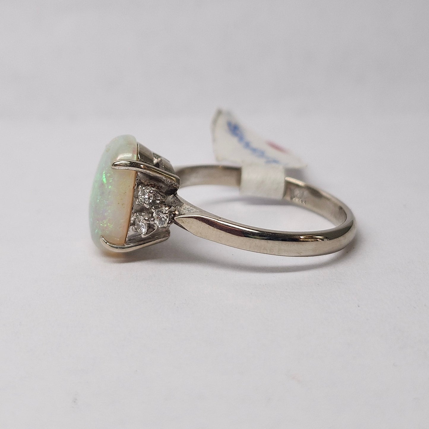 Jessica | Brazilian Crystal Opal & Diamond Ring | 14kt White Gold