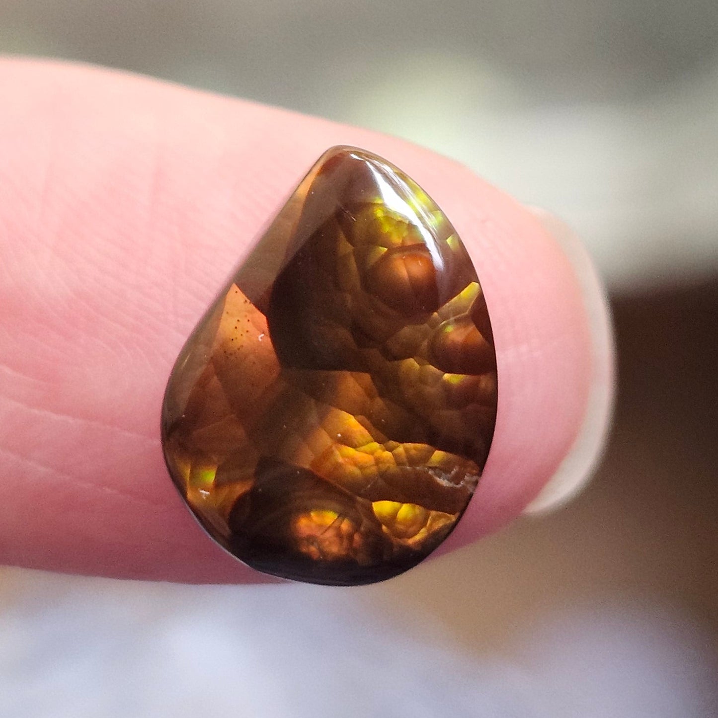 5.14ct Loose Fire Agate | Freeform Pear Cabochon