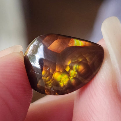 5.14ct Loose Fire Agate | Freeform Pear Cabochon