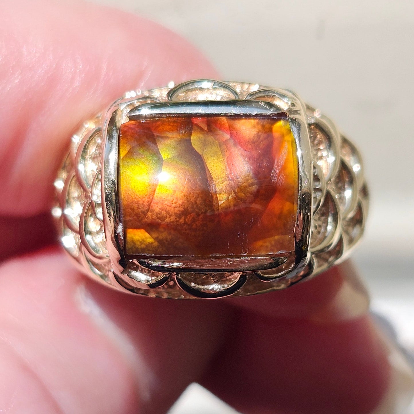 Rondo | 10.90 Gram Custom Fire Agate Ring | 14kt Yellow Gold