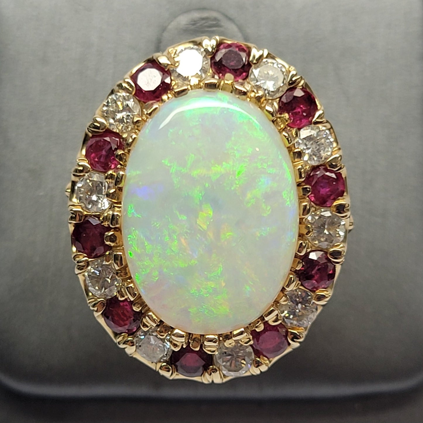 Lady Eve | Ladies' Opal, Burma Ruby and Diamond Ring | 14kt