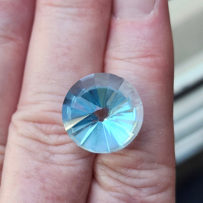 13.75ct Sky Blue Topaz | Custom Fantasy Cut | Round