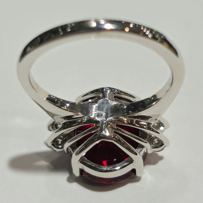 6.83ct | Rubellite Tourmaline and Diamond Ring | 18kt | White Gold