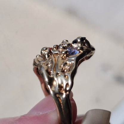 Tourmaline Trio & Spinel Custom Ring | 14kt Yellow Gold