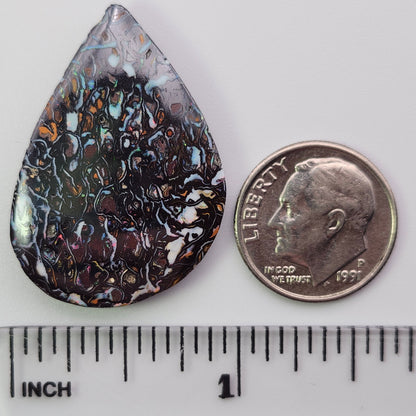 34.05ct Australian Koroit Boulder Matrix Opal | Freeform Pear Cabochon | #E300