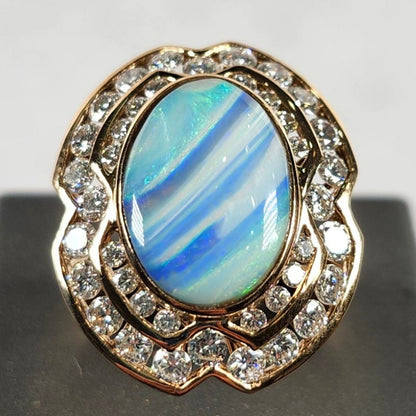 Lady Eva | Quilpie Boulder Opal & Diamond Ring | 14kt Gold