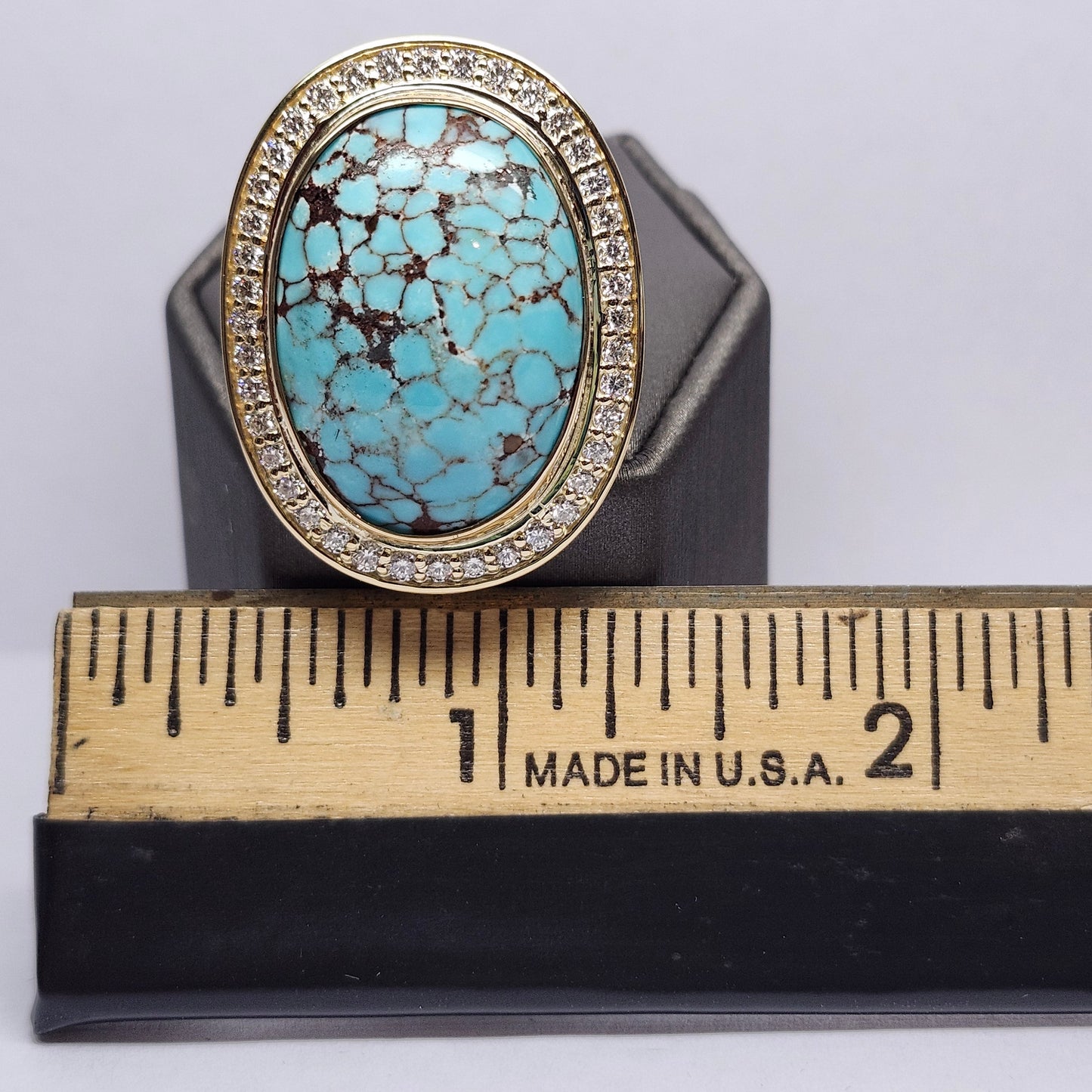 Egyptian Turquoise & Diamond Ring | Custom | 14kt Yellow Gold