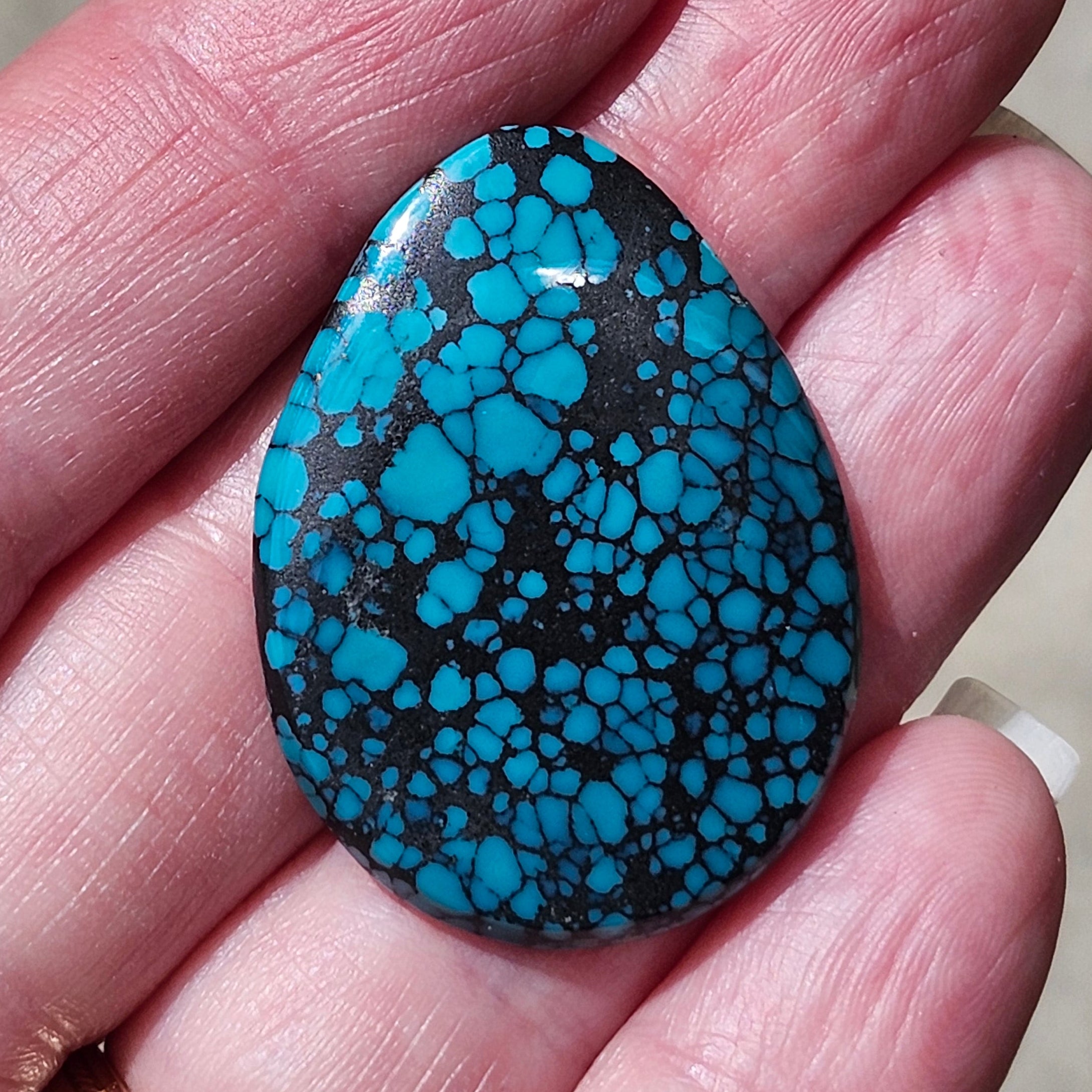 34.70ct Lone Mountain Spiderweb Turquoise Cabochon | Burton's