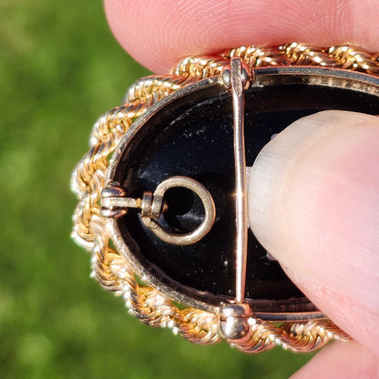 Rica | Lightning Ridge Australian Semi-Black Opal Doublet | Estate Pendant and Brooch/Pin | 14kt Yellow Gold