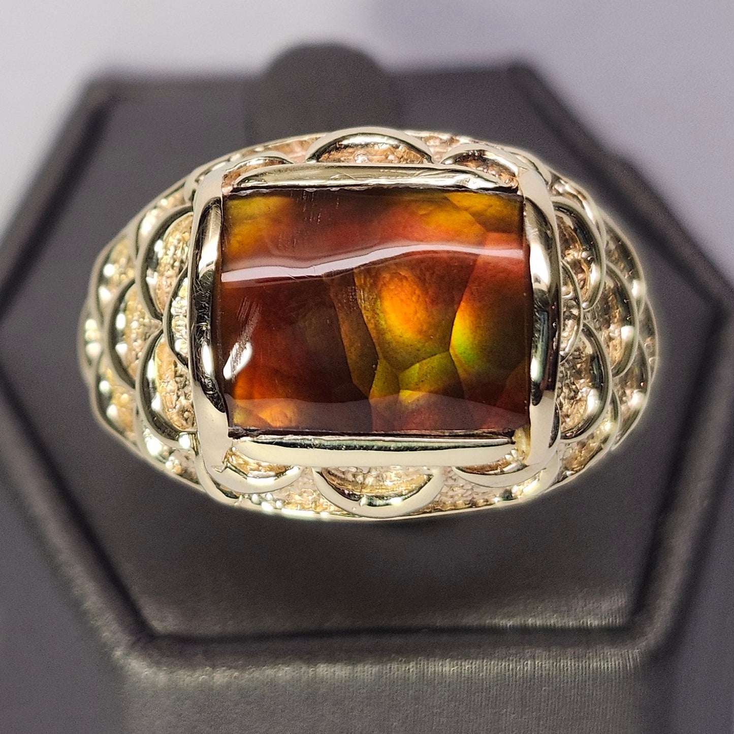 Rondo | 10.90 Gram Custom Fire Agate Ring | 14kt Yellow Gold